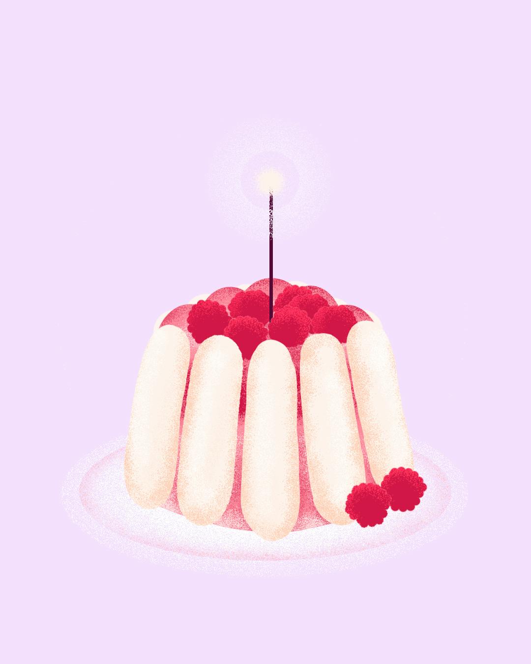 illustration of a pink cake