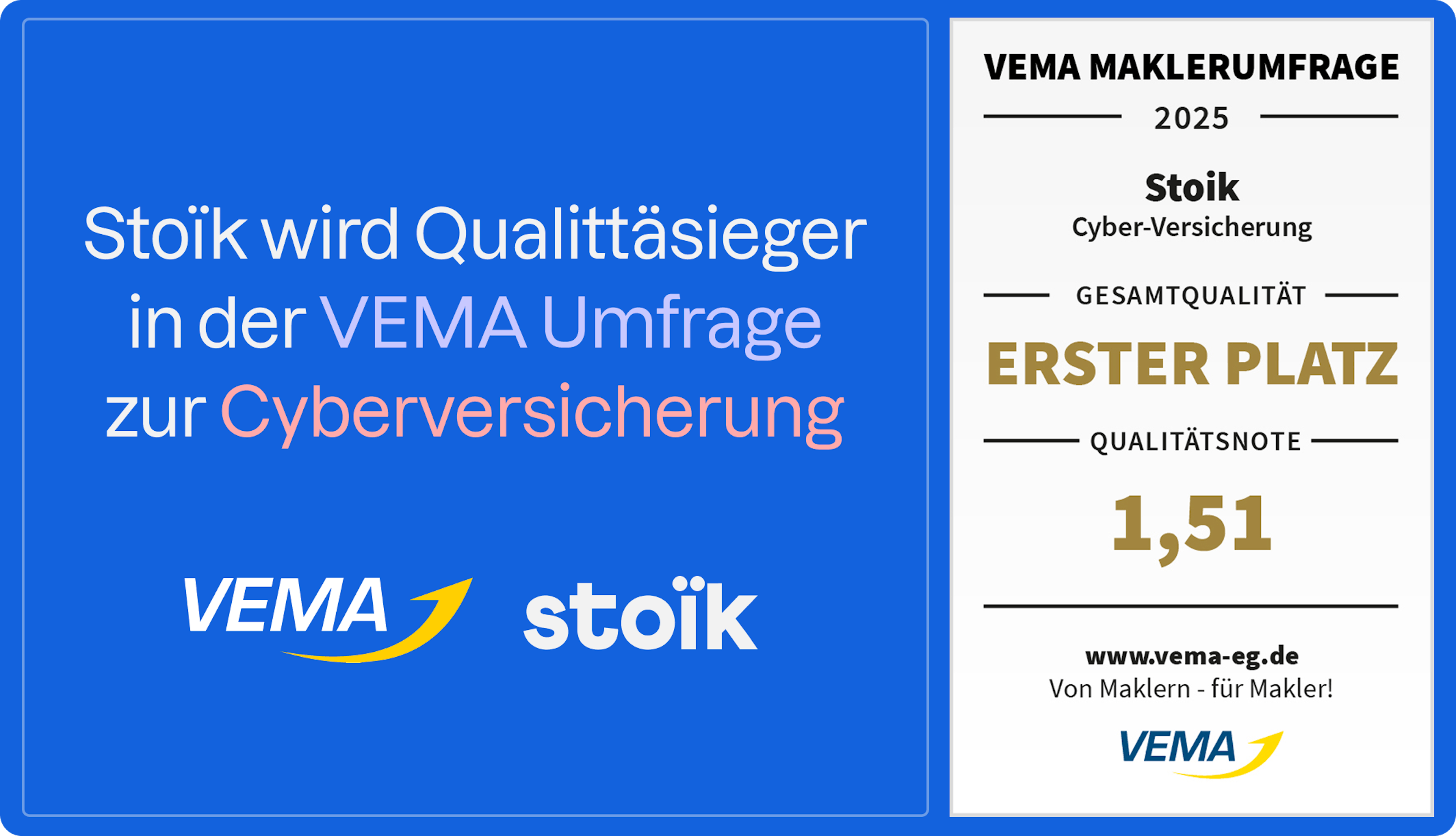 Stoïk belegt 1. Platz in VEMA Maklerumfrage