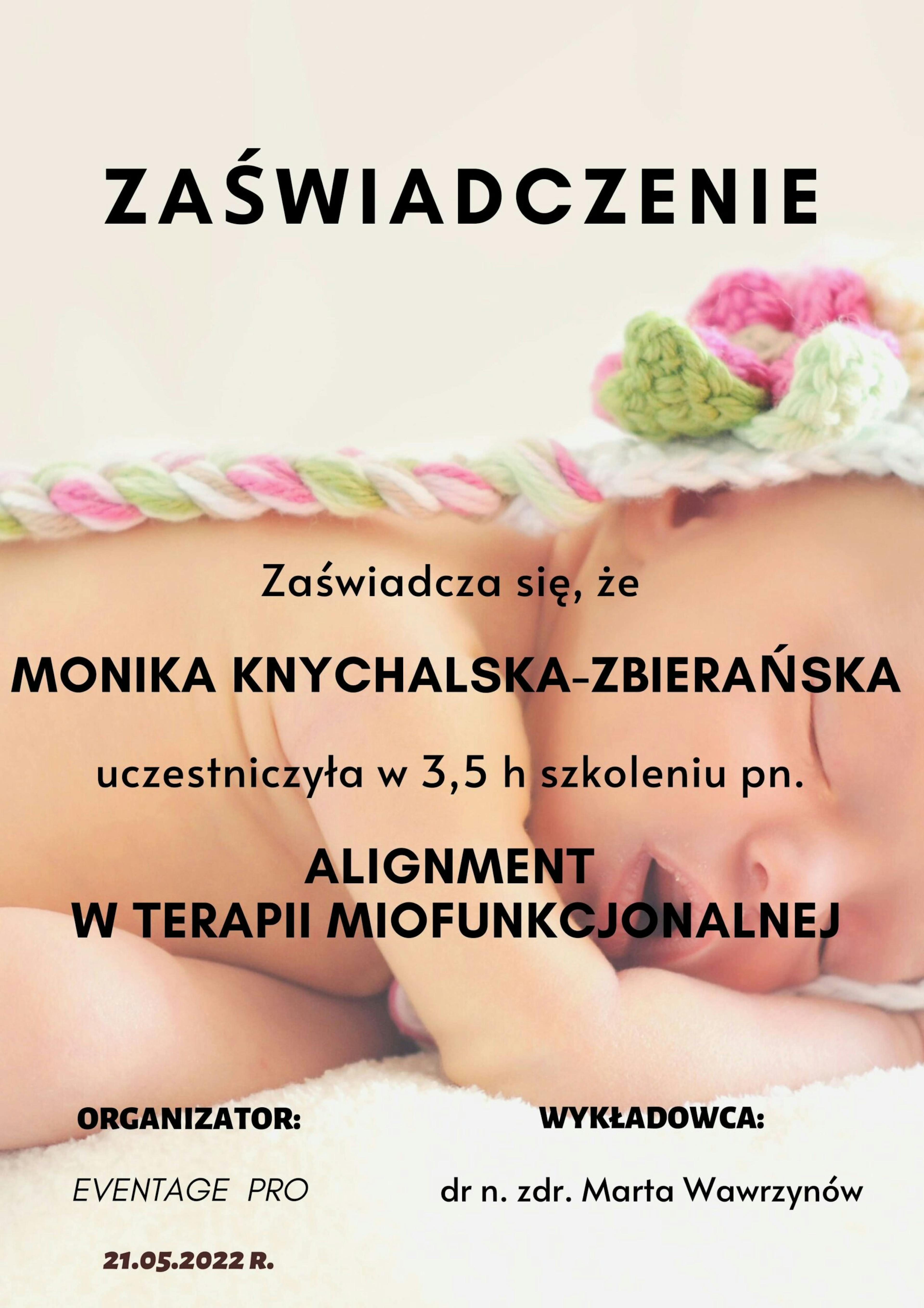 Certyfikat Knychalska-Zbierańska Monika