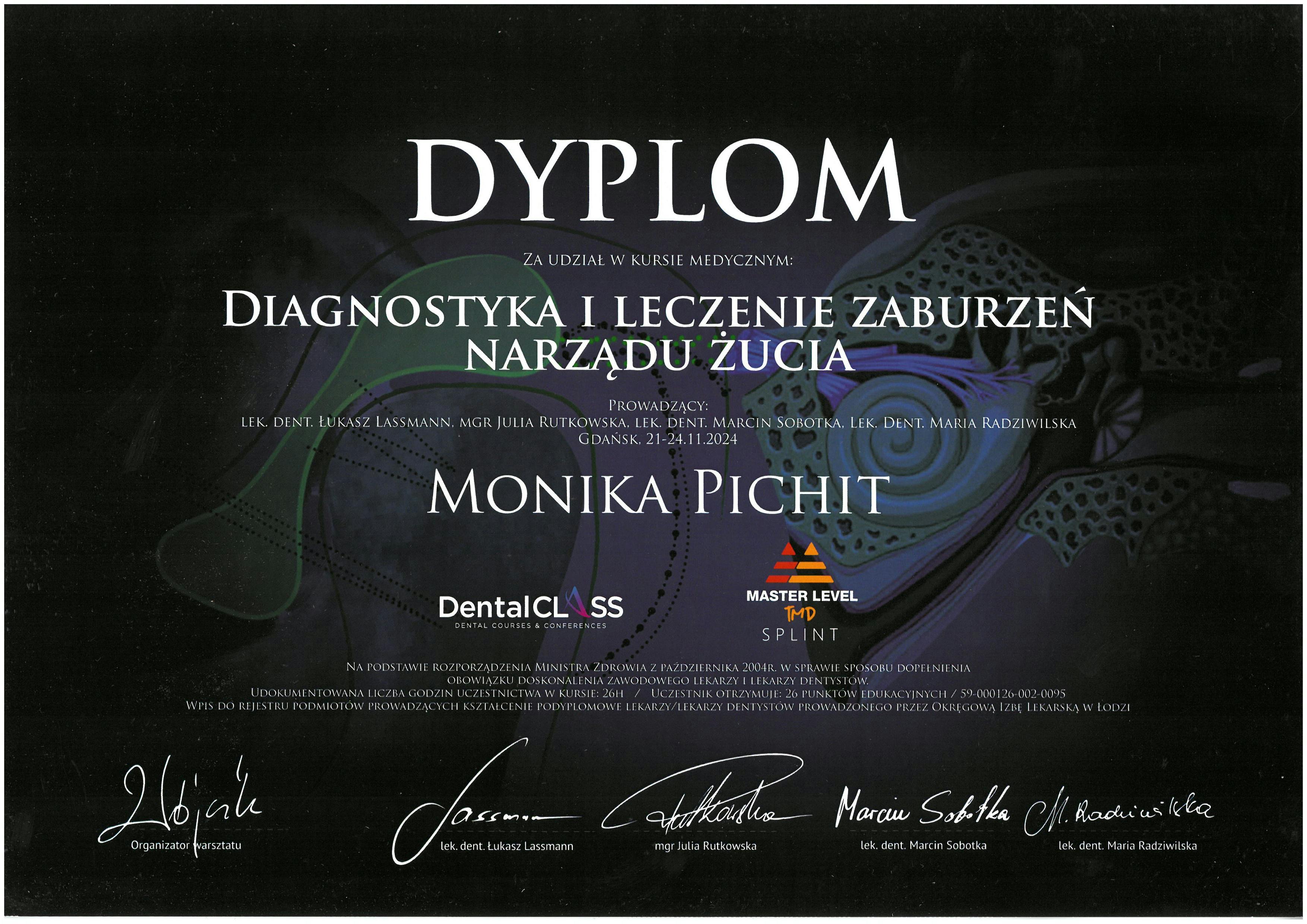 Certyfikat Pichit Monika