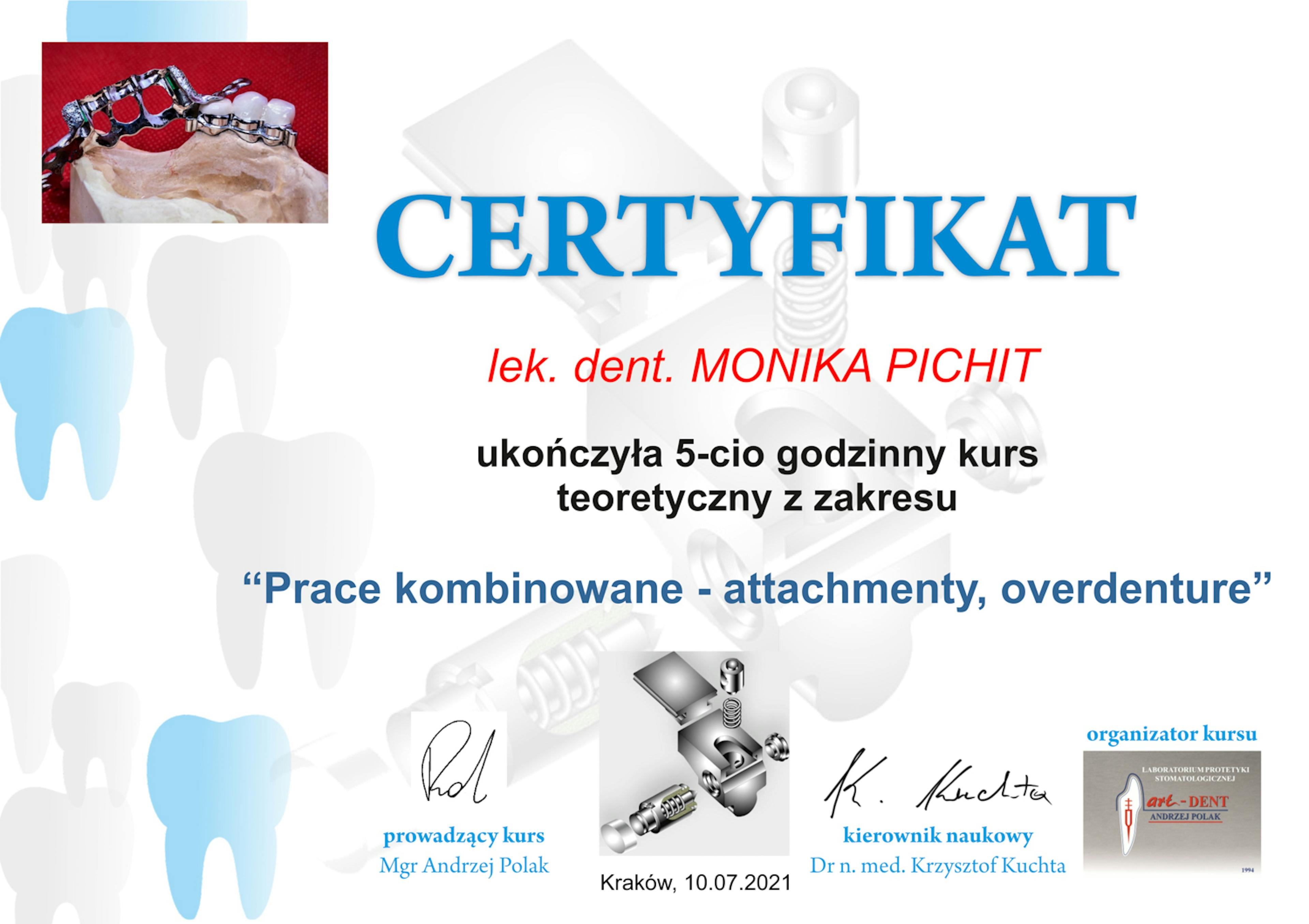 Certyfikat Monika Pichit