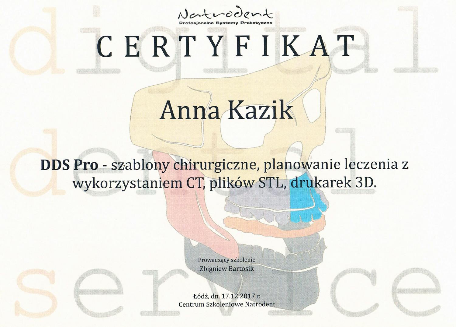 Certyfikat Anna Kazik