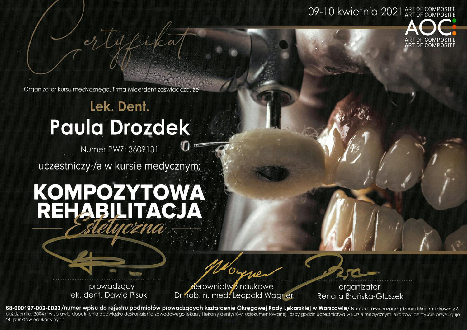 Certyfikat Paulina Drozdek