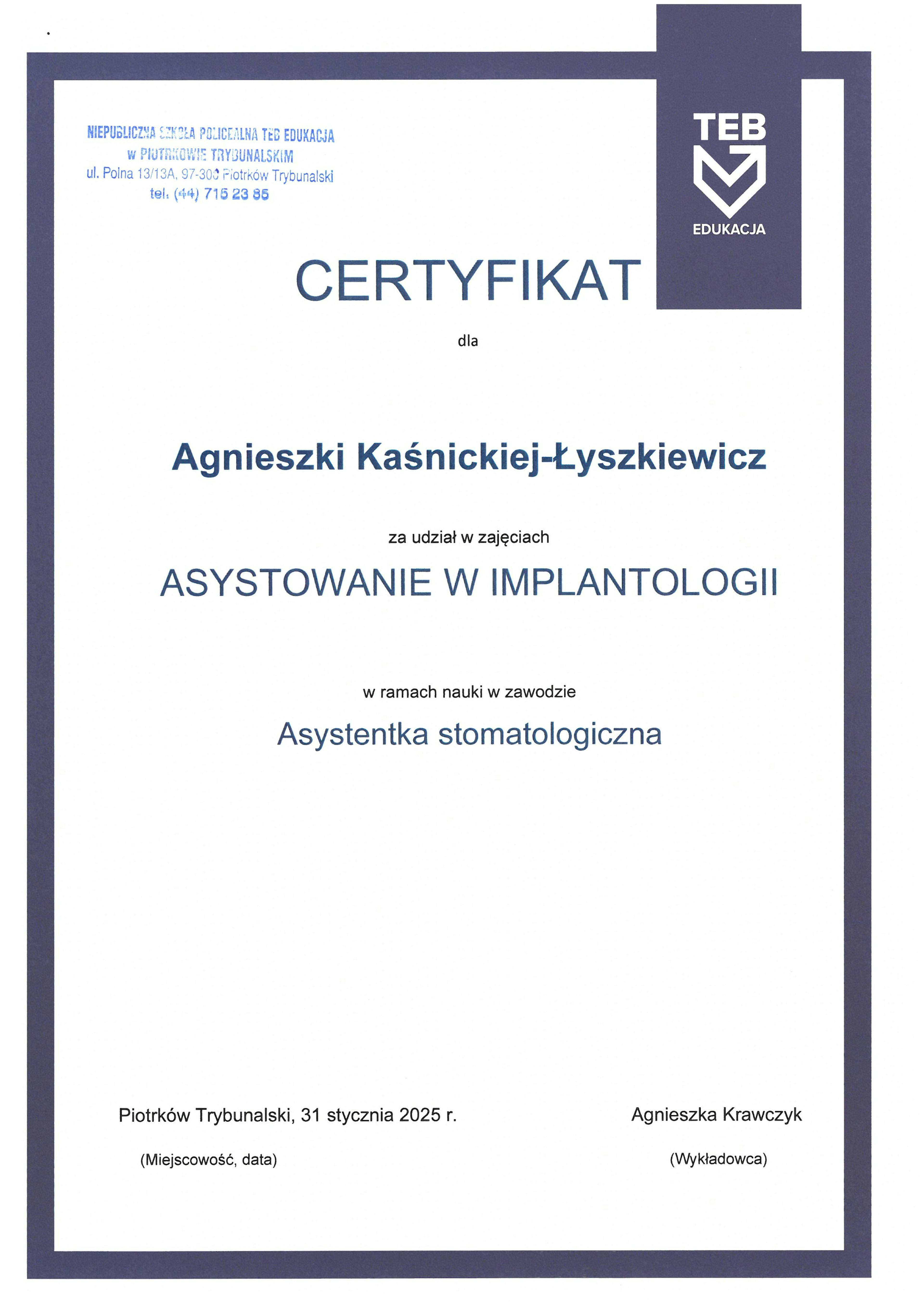 Agnieszka Kaśnicka Łyszkiewicz