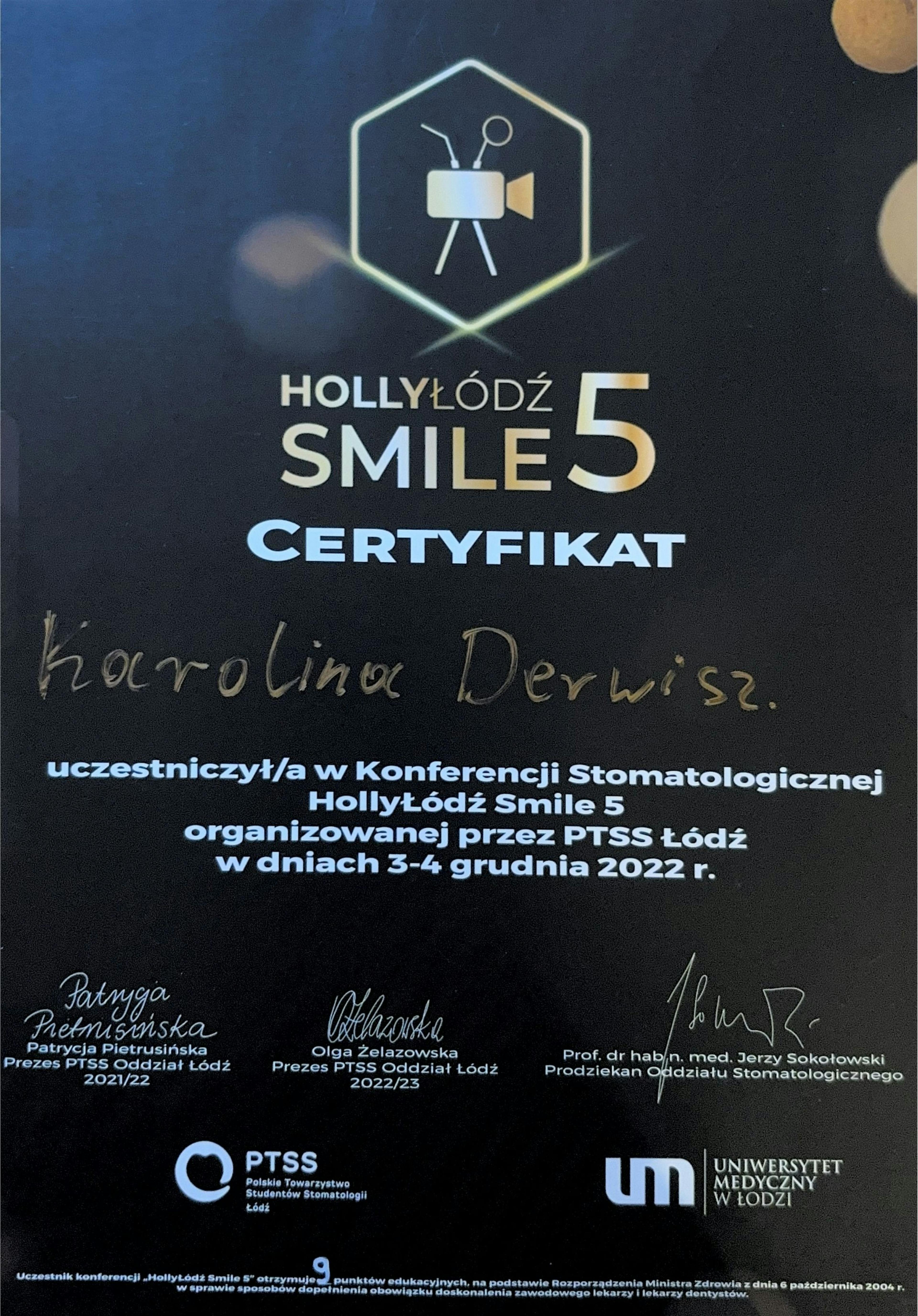 Certyfikat Karolina Derwisz