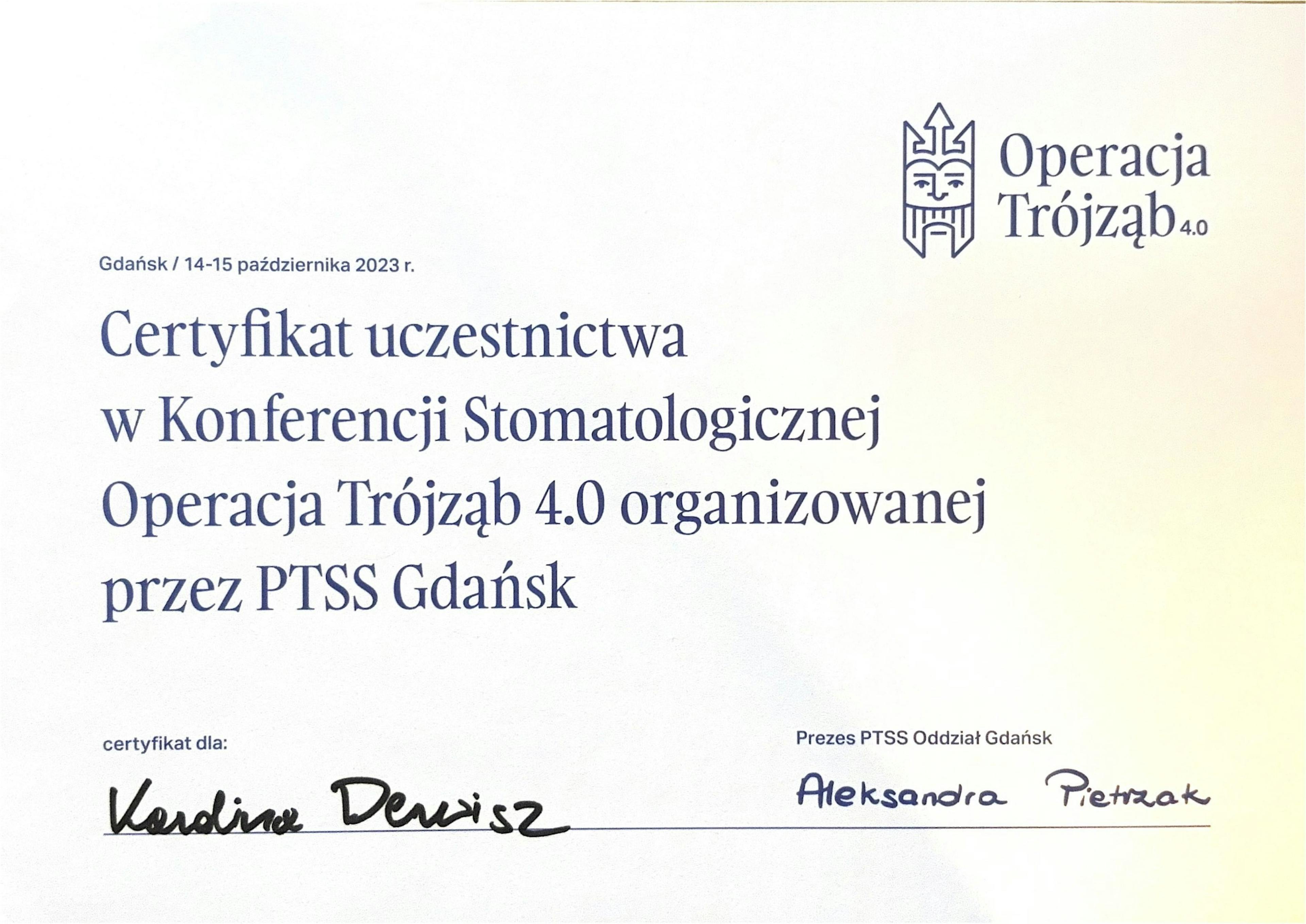 Certyfikat Karolina Derwisz