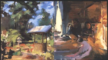 2002 Brian & Fang-Fang_48x86 Diptych_oil on canvas