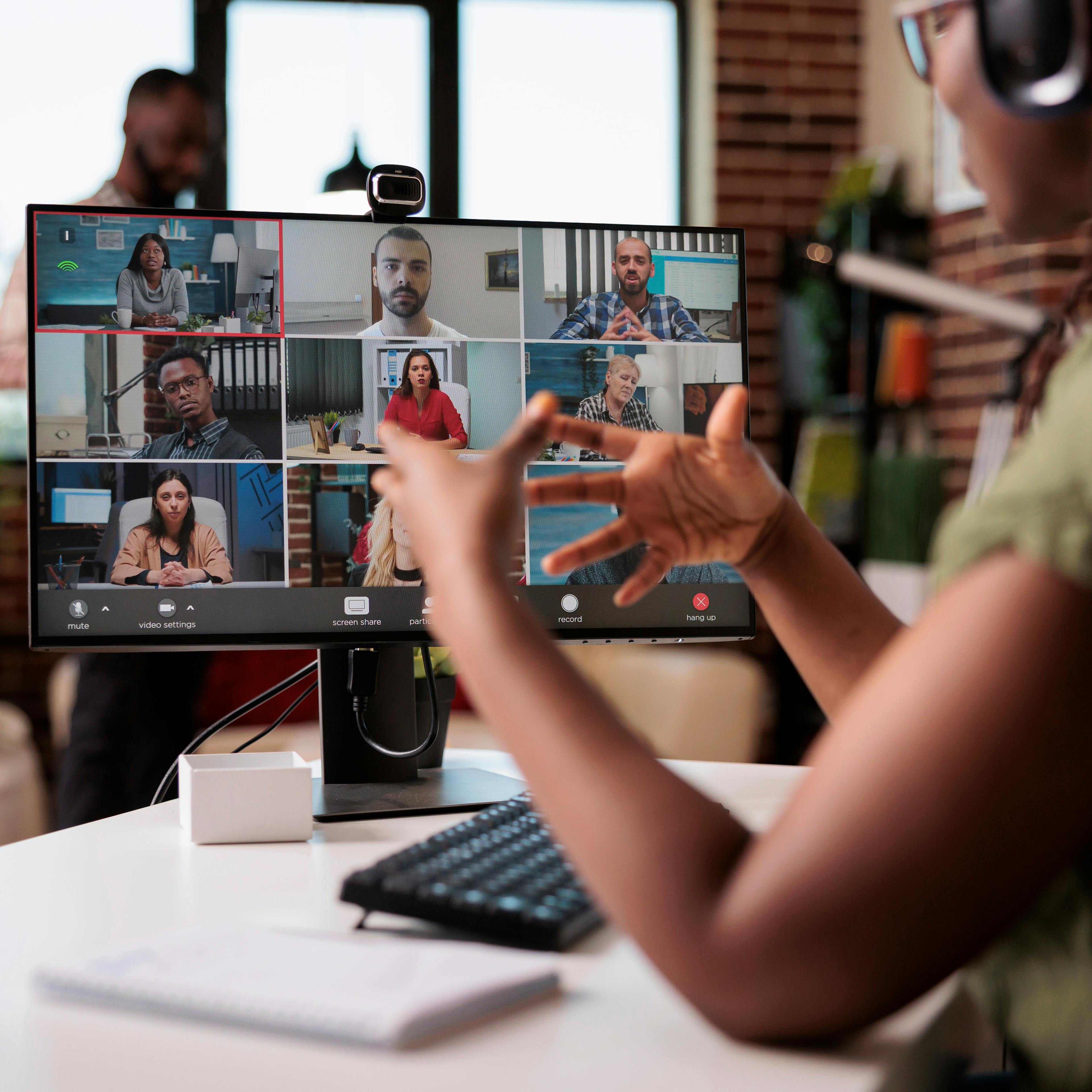 Stock image of a zoom meeting. 