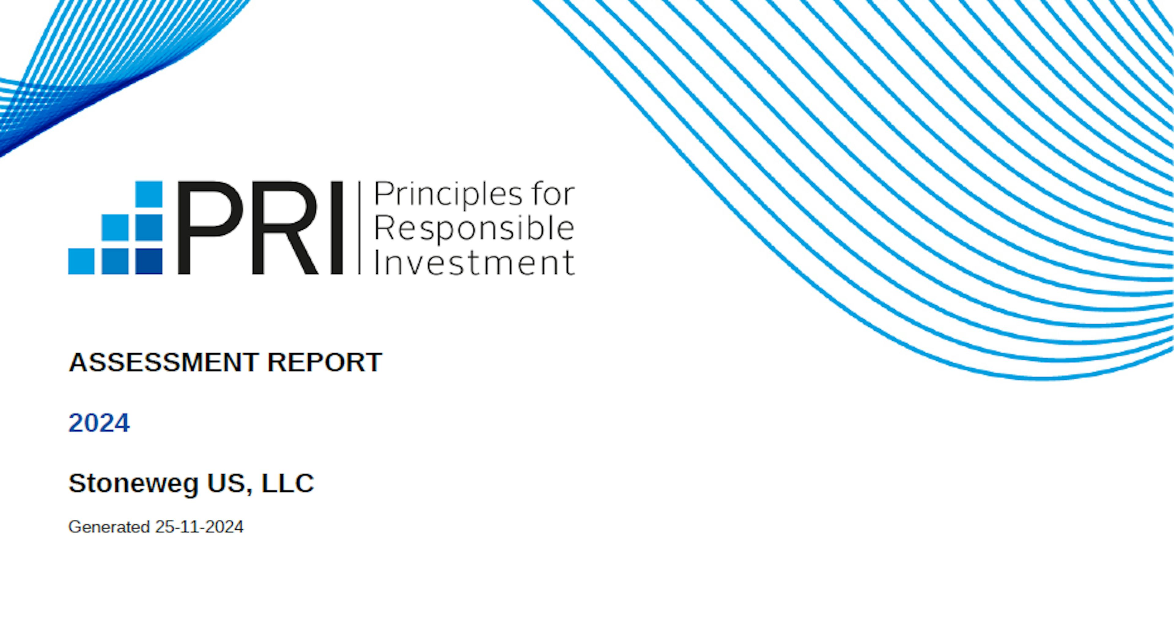 Cover of the UN PRI 2023 Assessment Report for Stoneweg US 