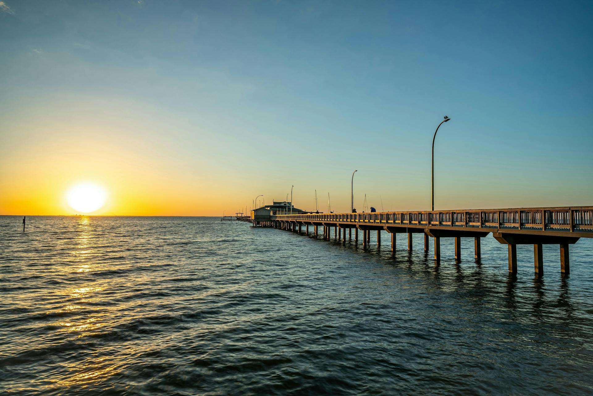 The Fairhope Pier in Fairhope, Alabama during sunset