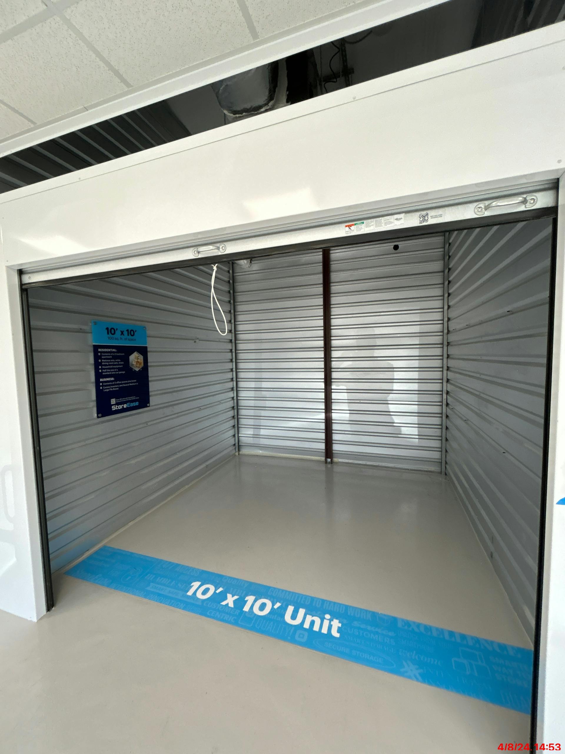 10x10 storage space example for customers