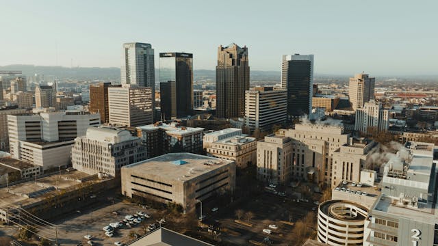 aerial view of birmingham skyline