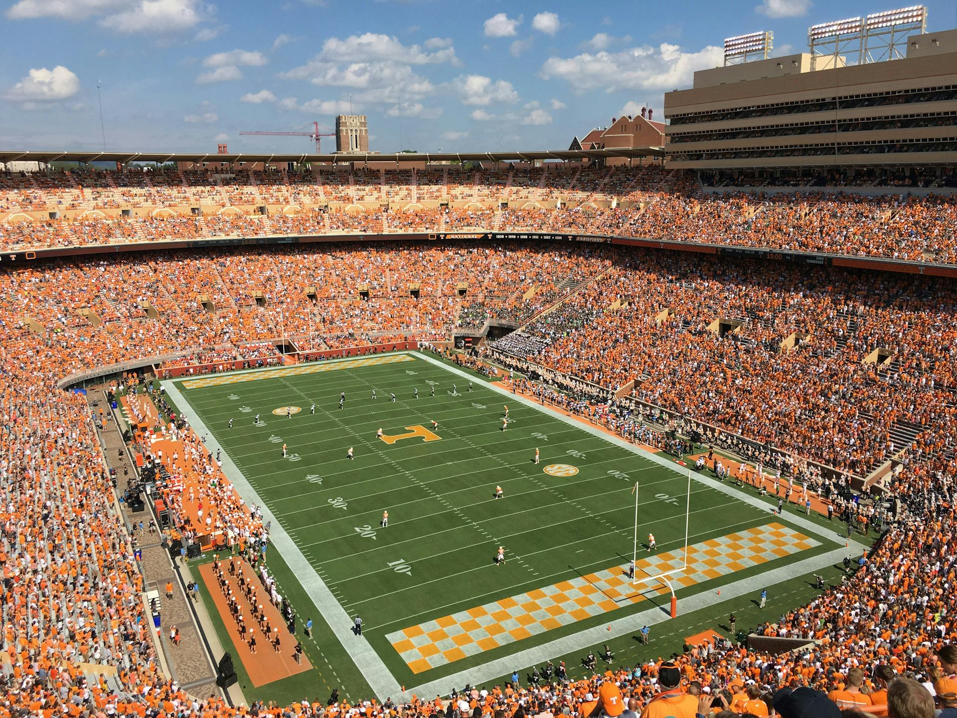Weyland Stadium in Knoxville, TN, during a football game.
