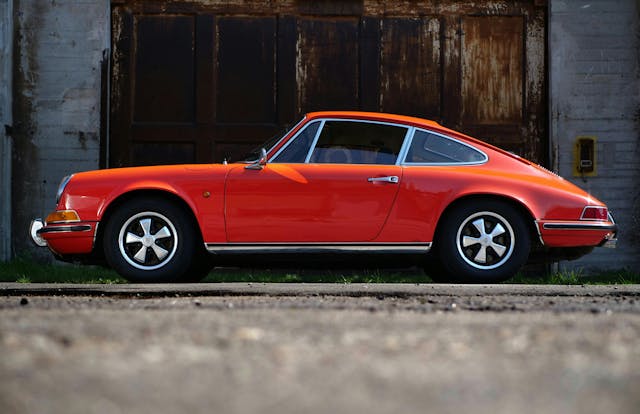 A classic orange Porsche 911