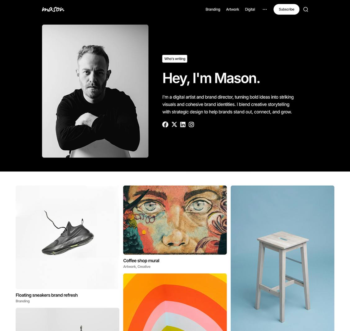 A screenshot of the Mason Ghost theme