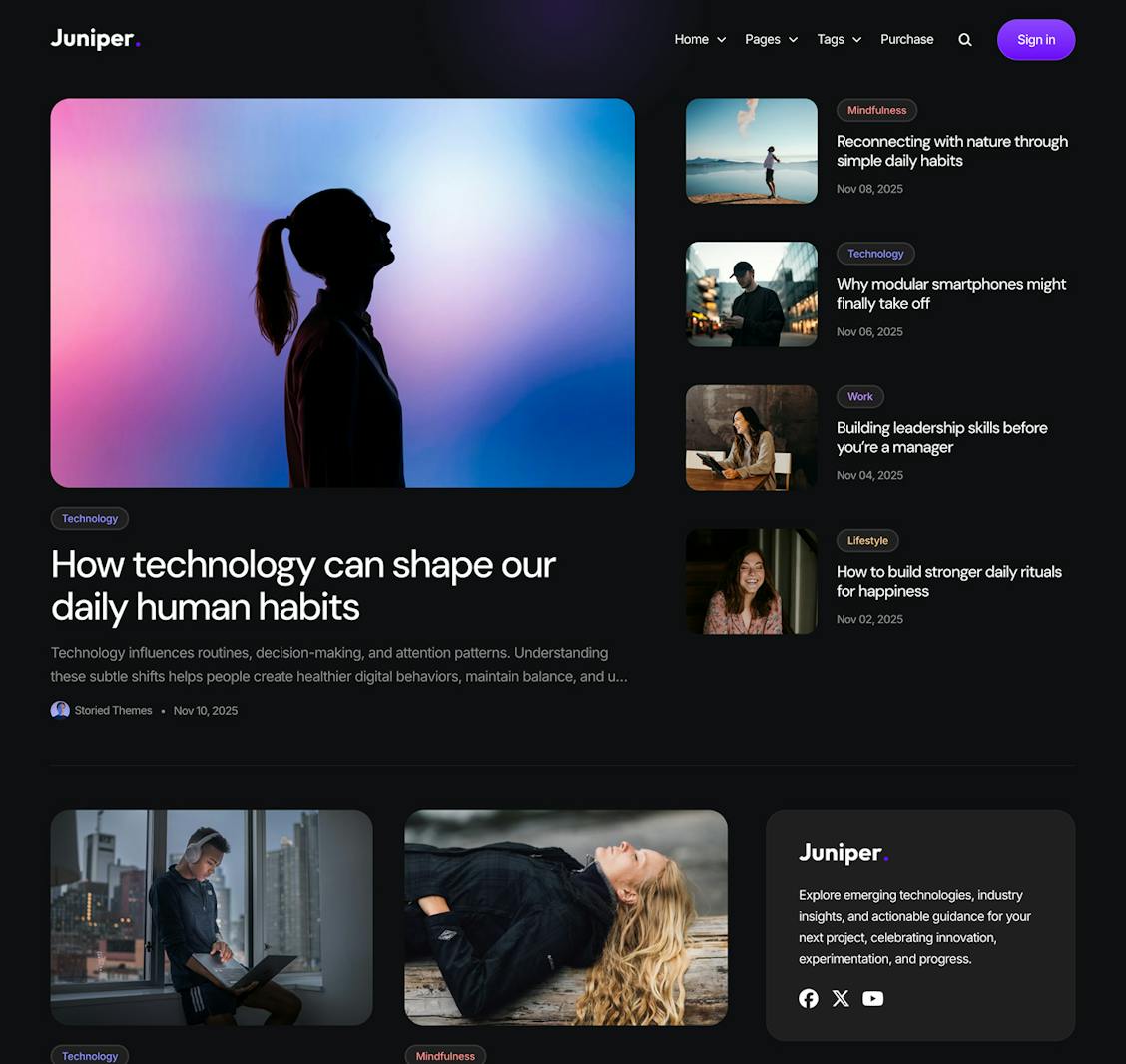 A screenshot of the Juniper Ghost theme