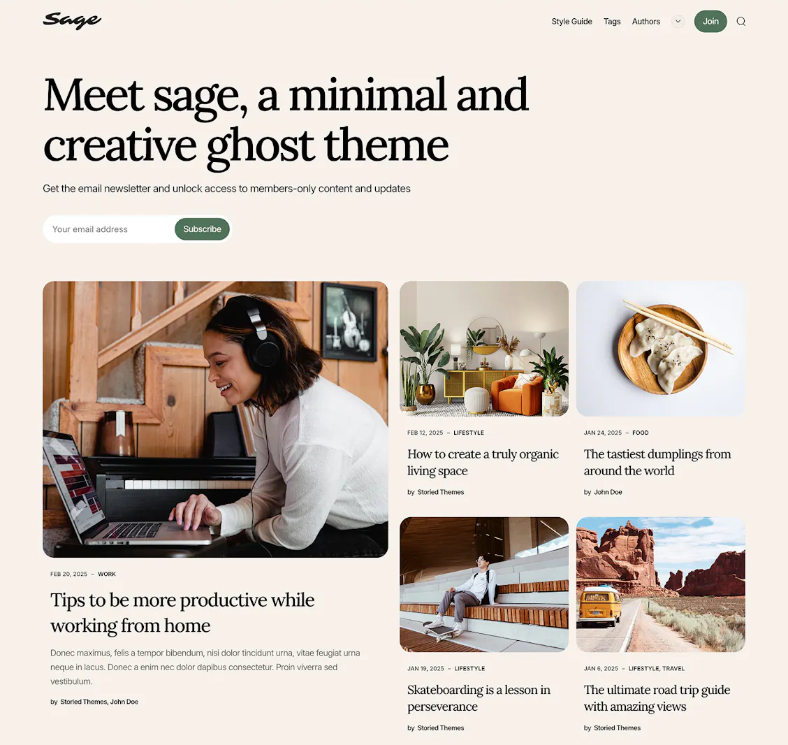 A screenshot of the Sage Ghost theme