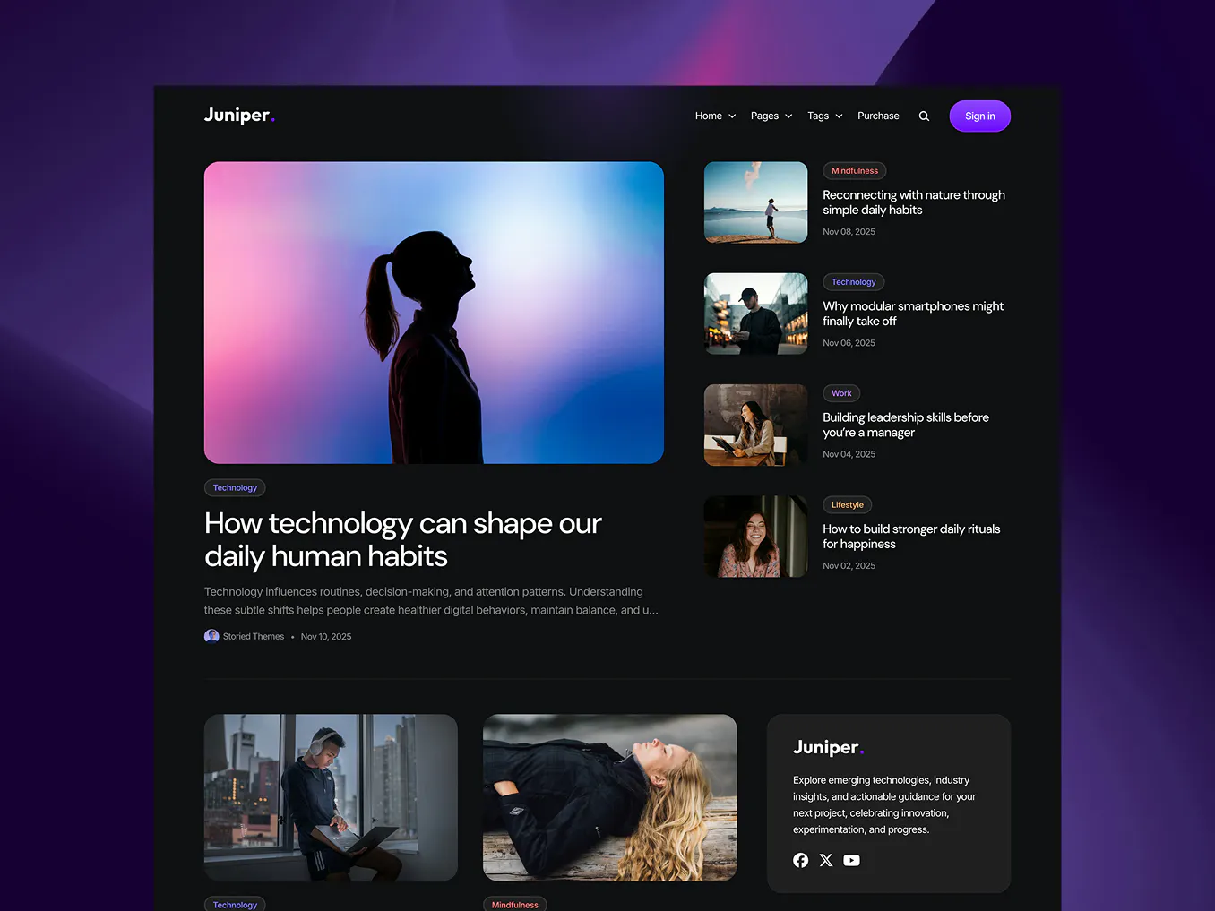 A screenshot of the Juniper Ghost theme