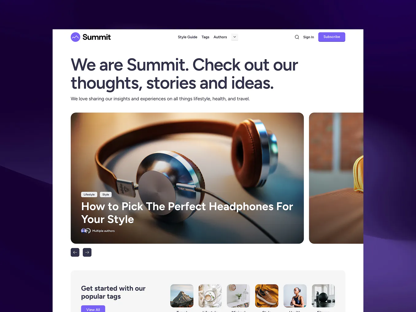 A screenshot of the Summit Ghost theme