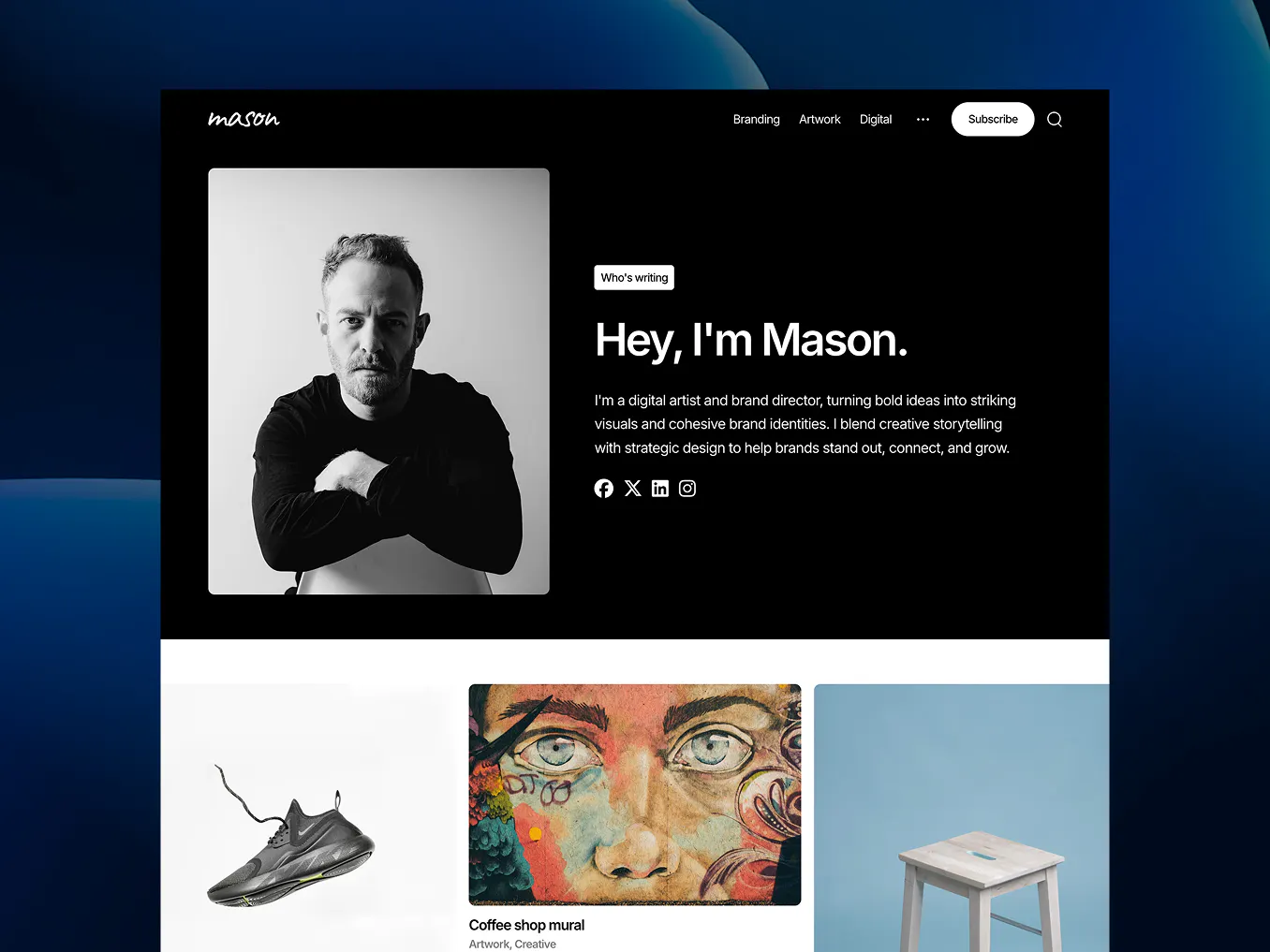 A screenshot of the Mason Ghost theme