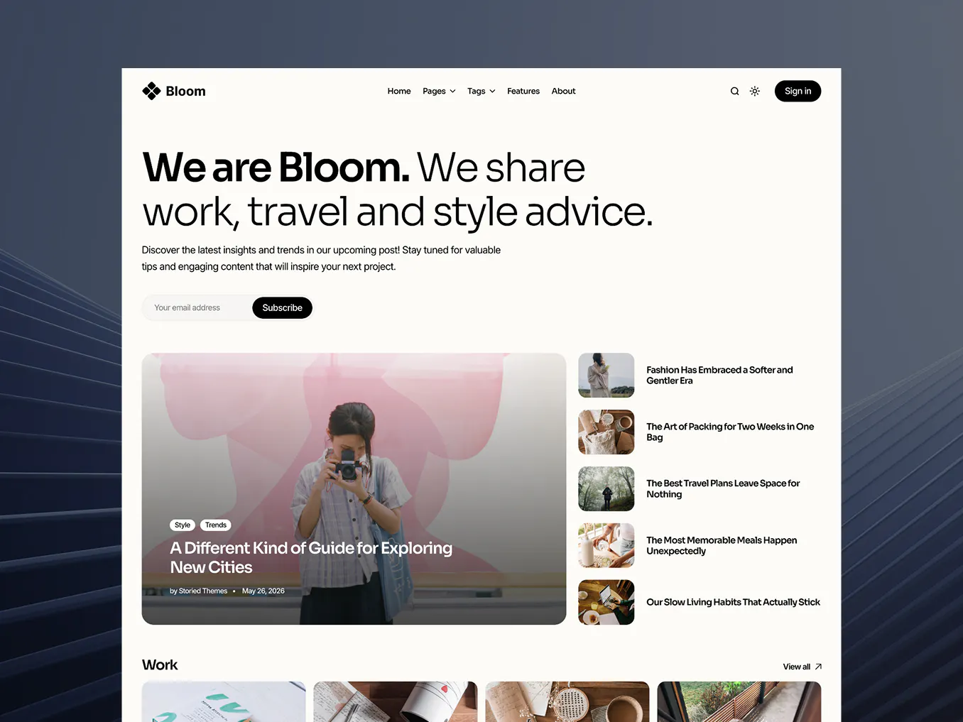 A screenshot of the Bloom Ghost theme