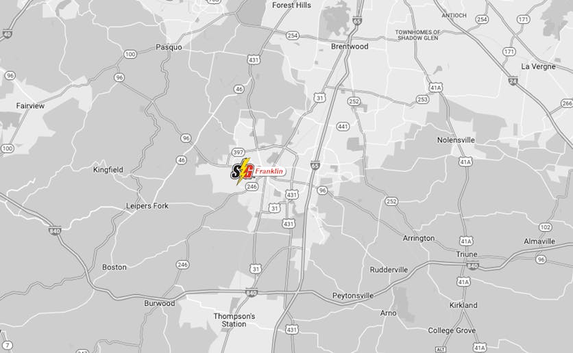 map of Franklin, TN