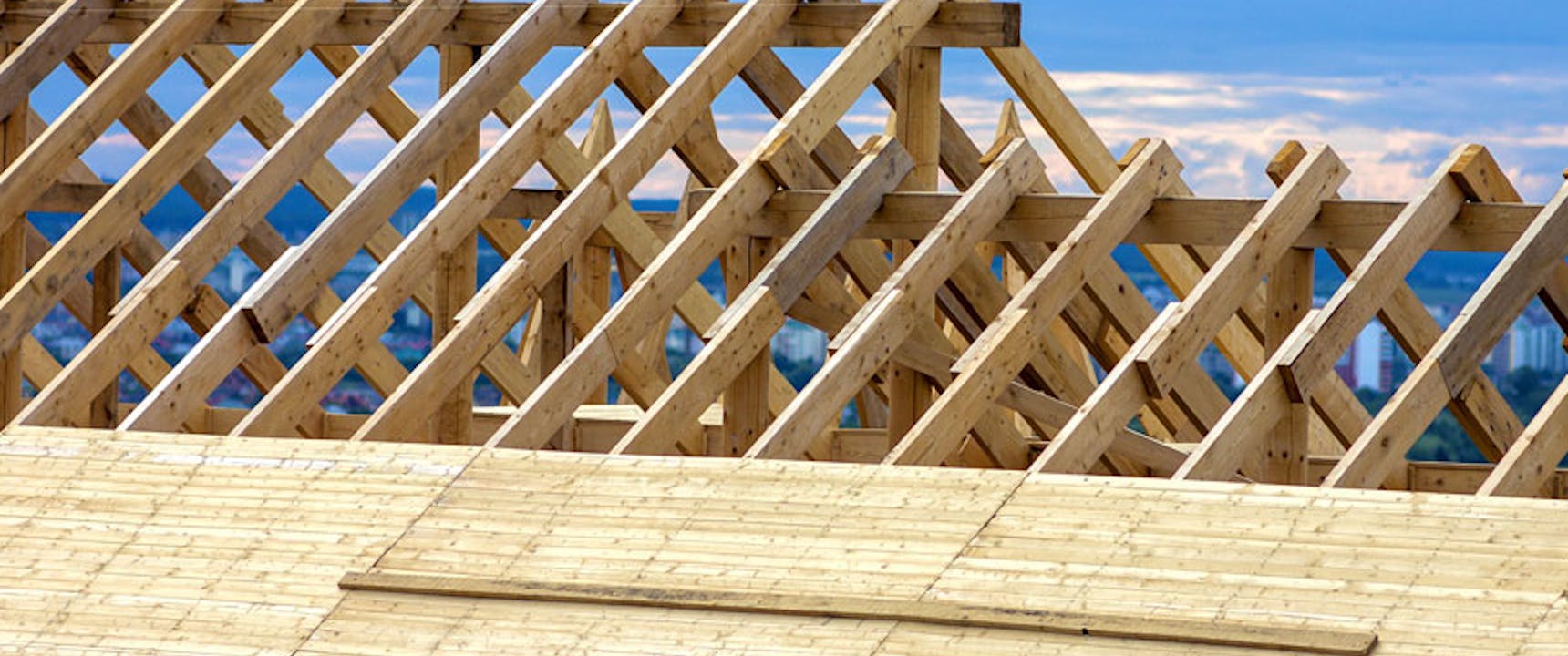 Roof structure beans on top of a house