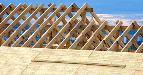 Roof structure beans on top of a house