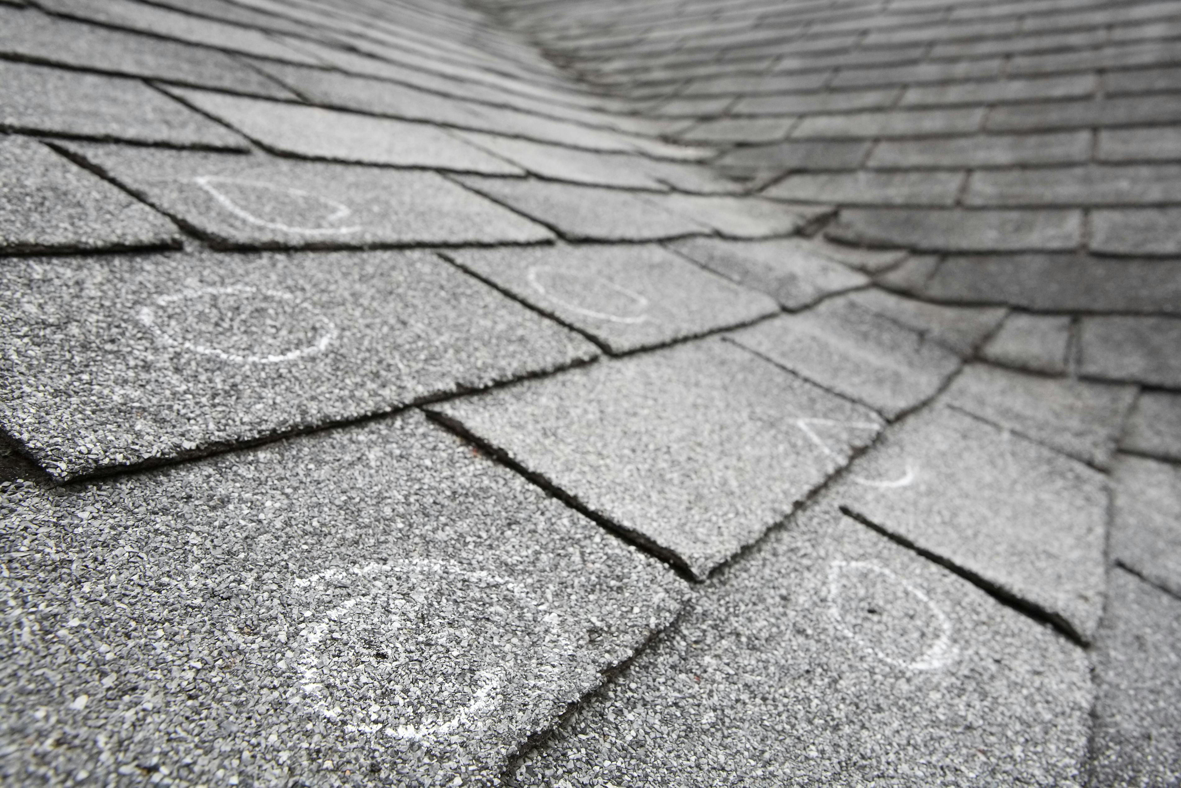 outline of hail damage on roof