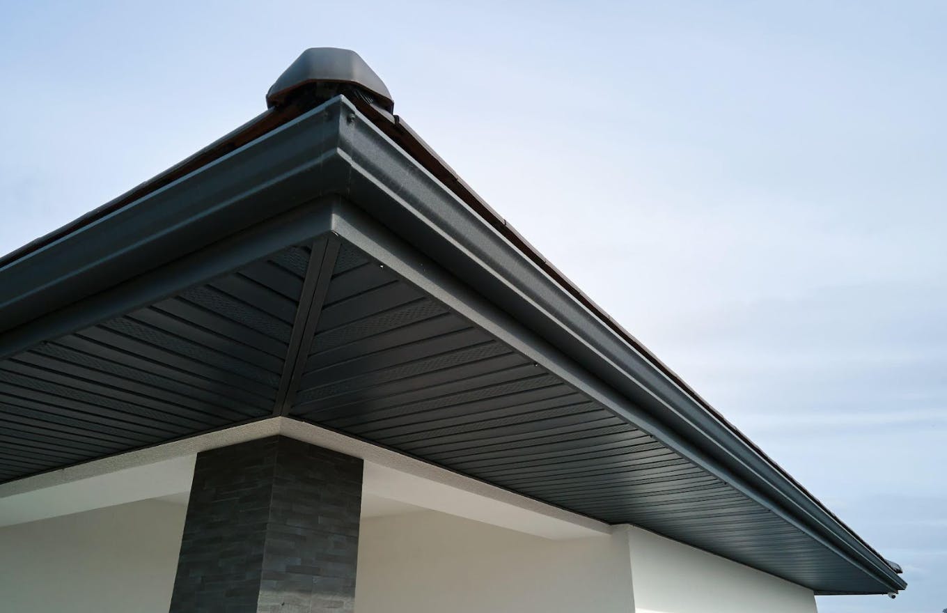 black gutters on residential home