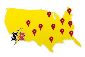 Yellow map of Storm Guard locations across the United Stated in North America