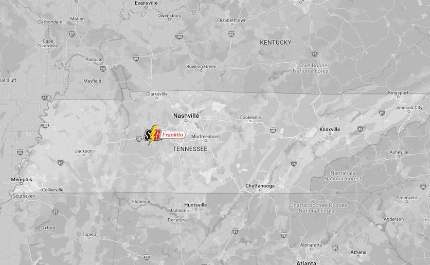 map of the state of Tennessee
