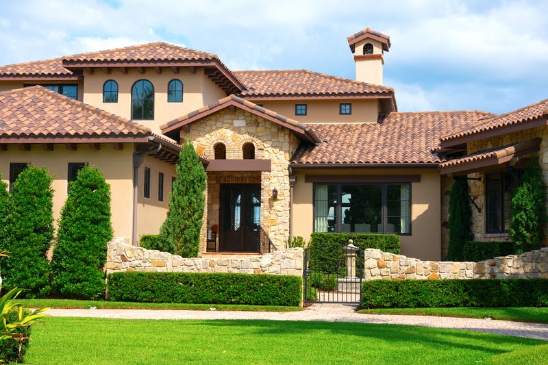 home with clay tile roof