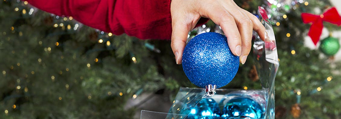 Blue Christmas Ornament on Tree