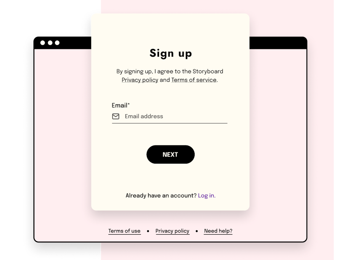 Sign up modal