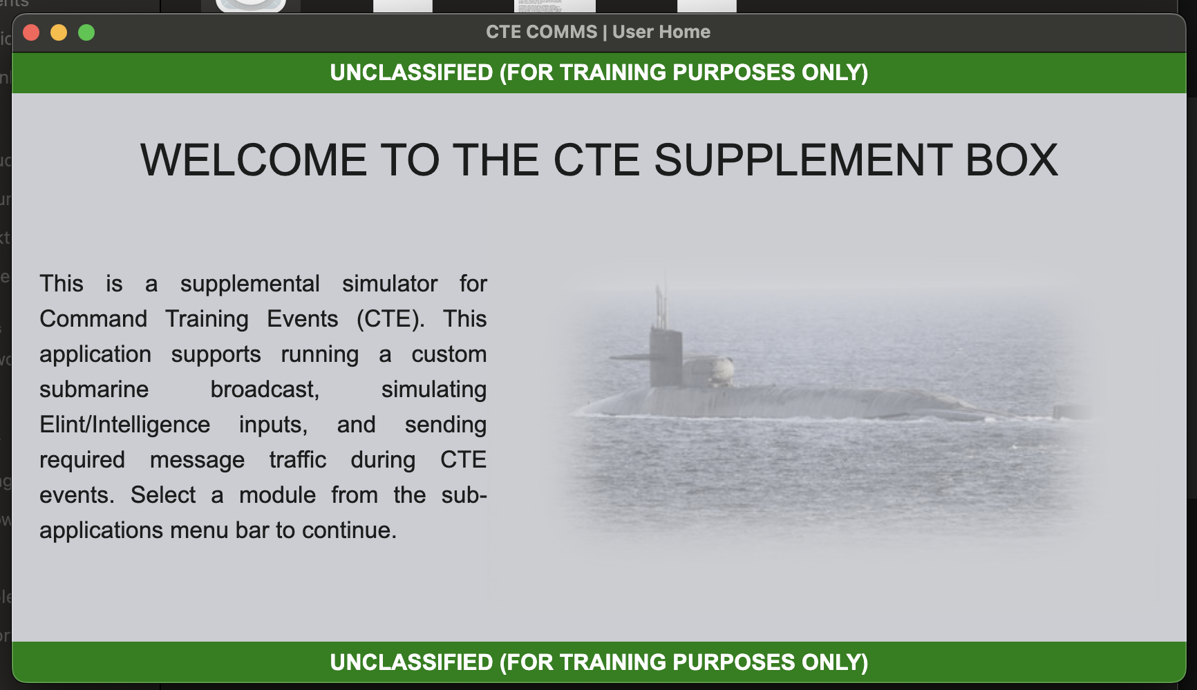 Submarine message broadcast training simulator