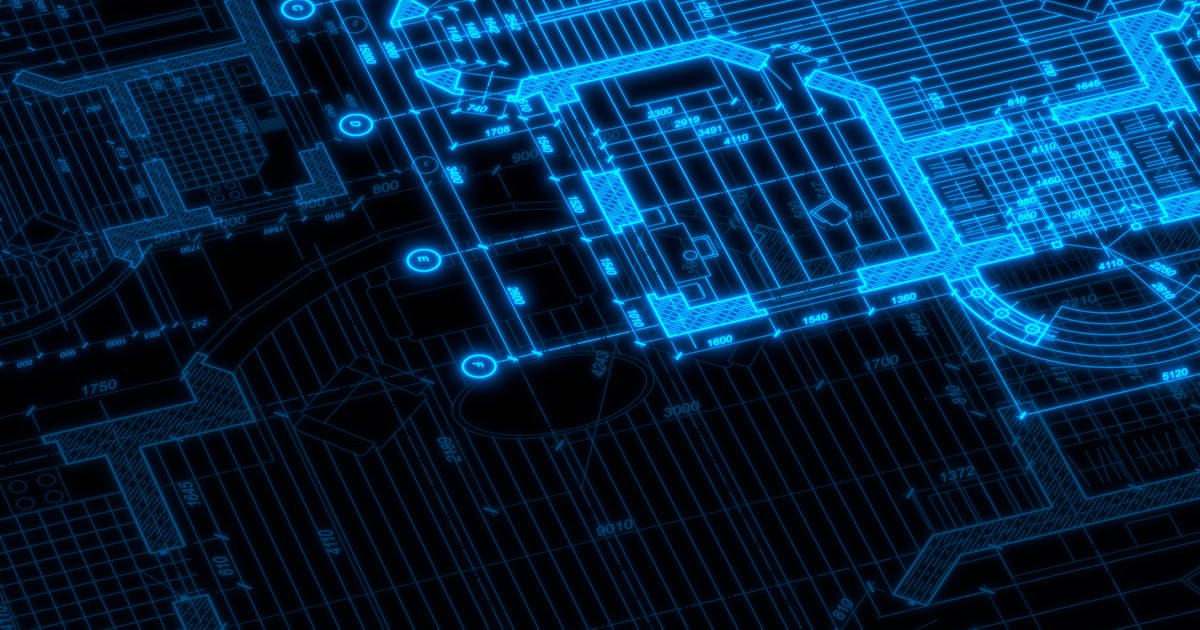 Digital blueprint of a building