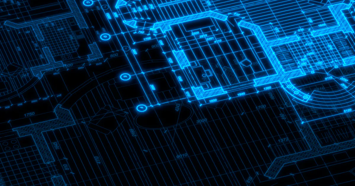Digital blueprint of a building