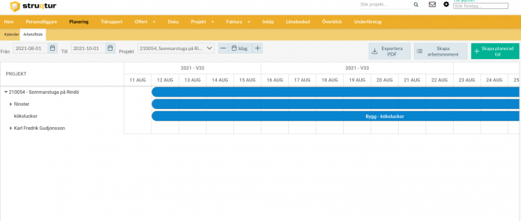 planeringsverktyget kan nu göra pdf export