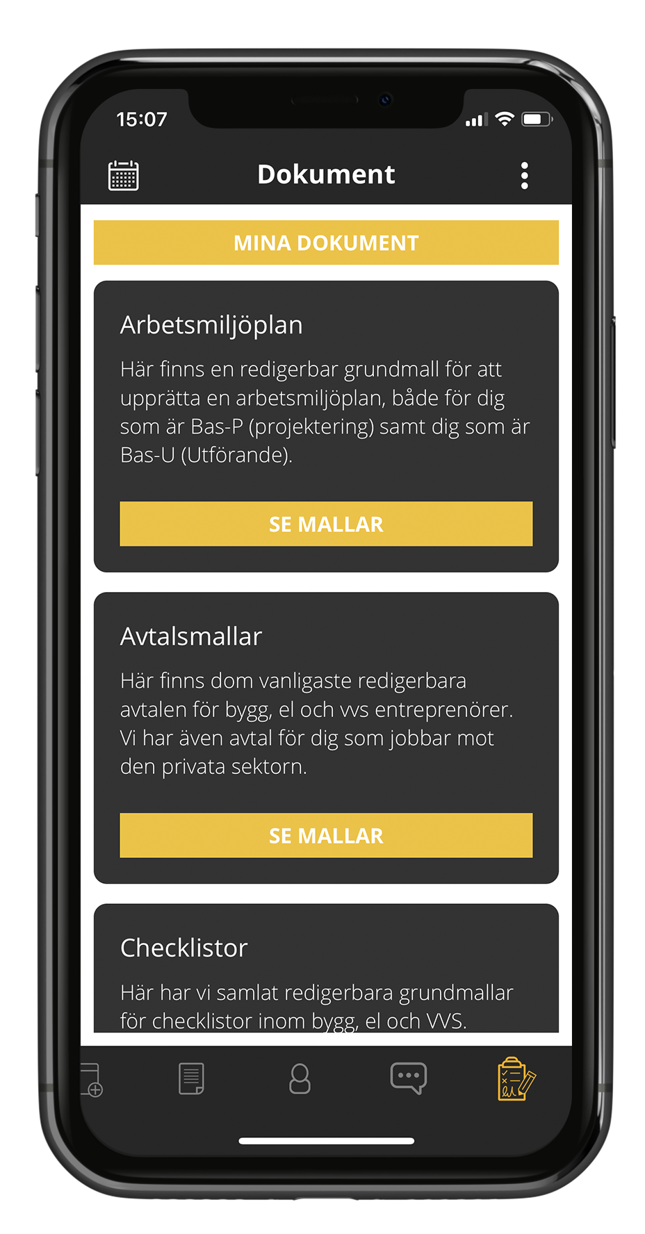 Dokument i Struqturs byggbransch app