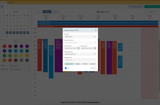 Struqturkalendern - skapa ny planerad tid, planeringsverktyg, struqtur