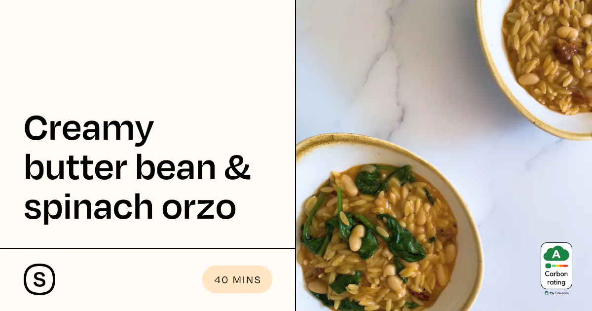 Creamy butter bean & spinach orzo - Stryve