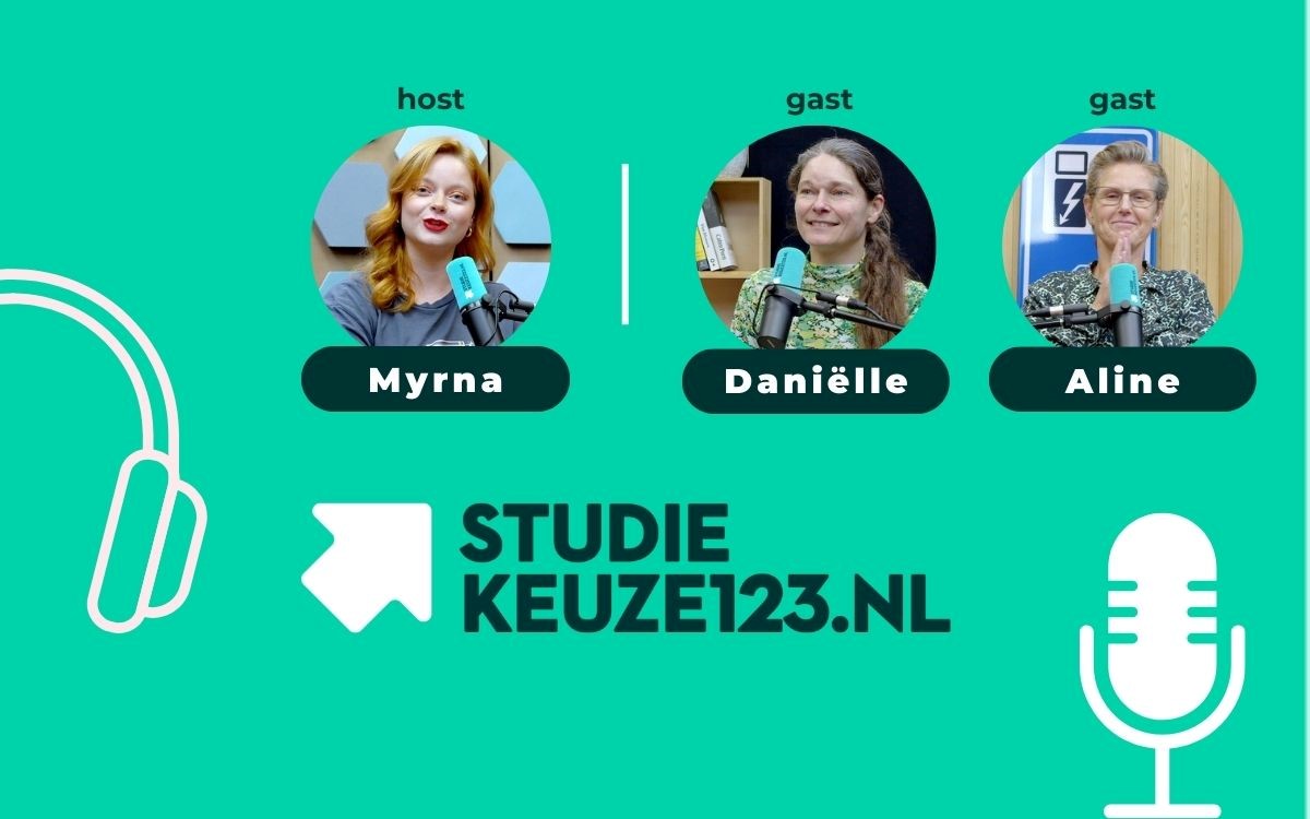 Host Myrna en gasten Daniëlle en Aline aan het woord in de podcastaflevering Hoe help je jouw kind met studiekeuze?