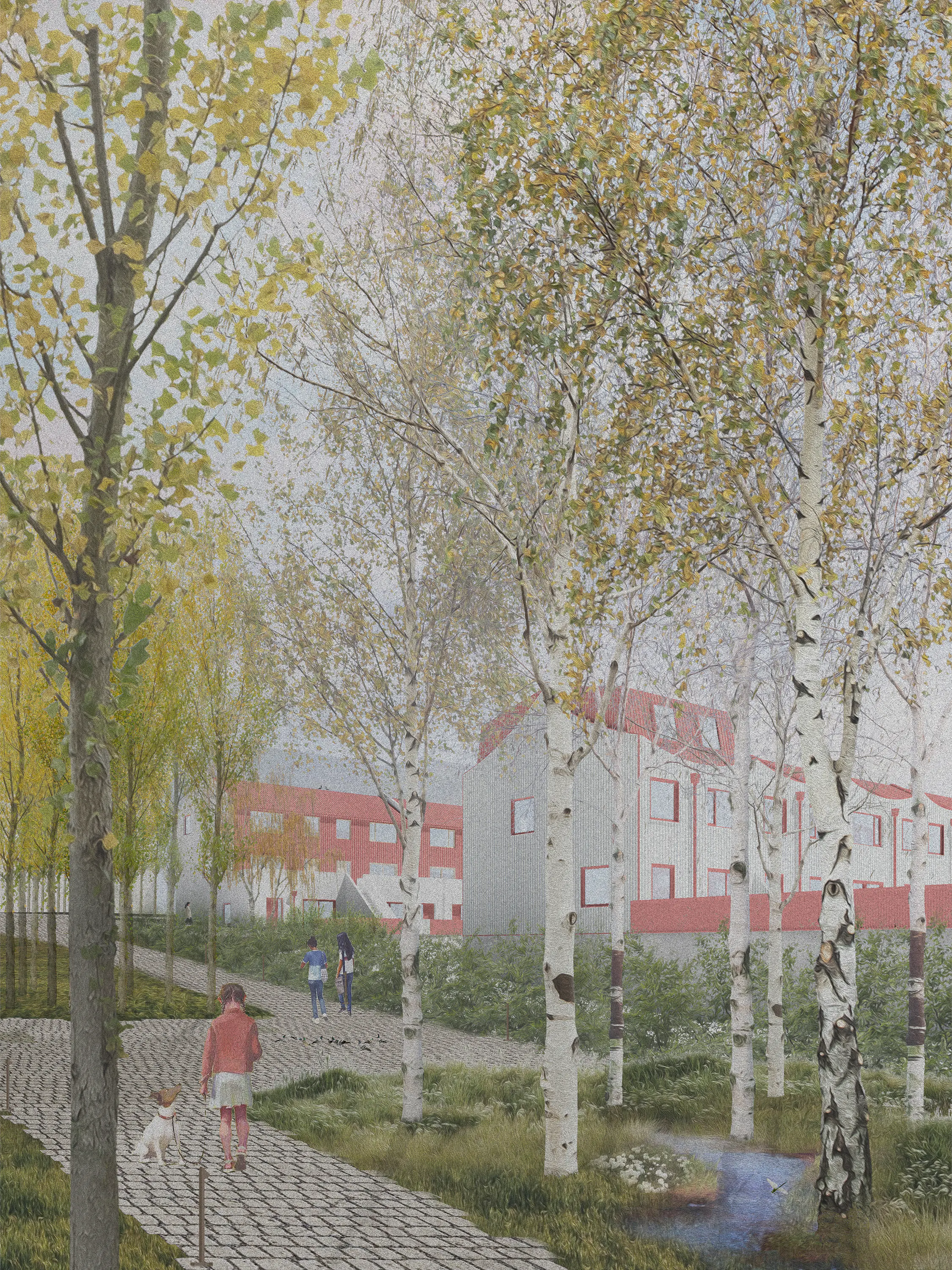 Architectural collage of a housing scheme in iceland by Studio Bua