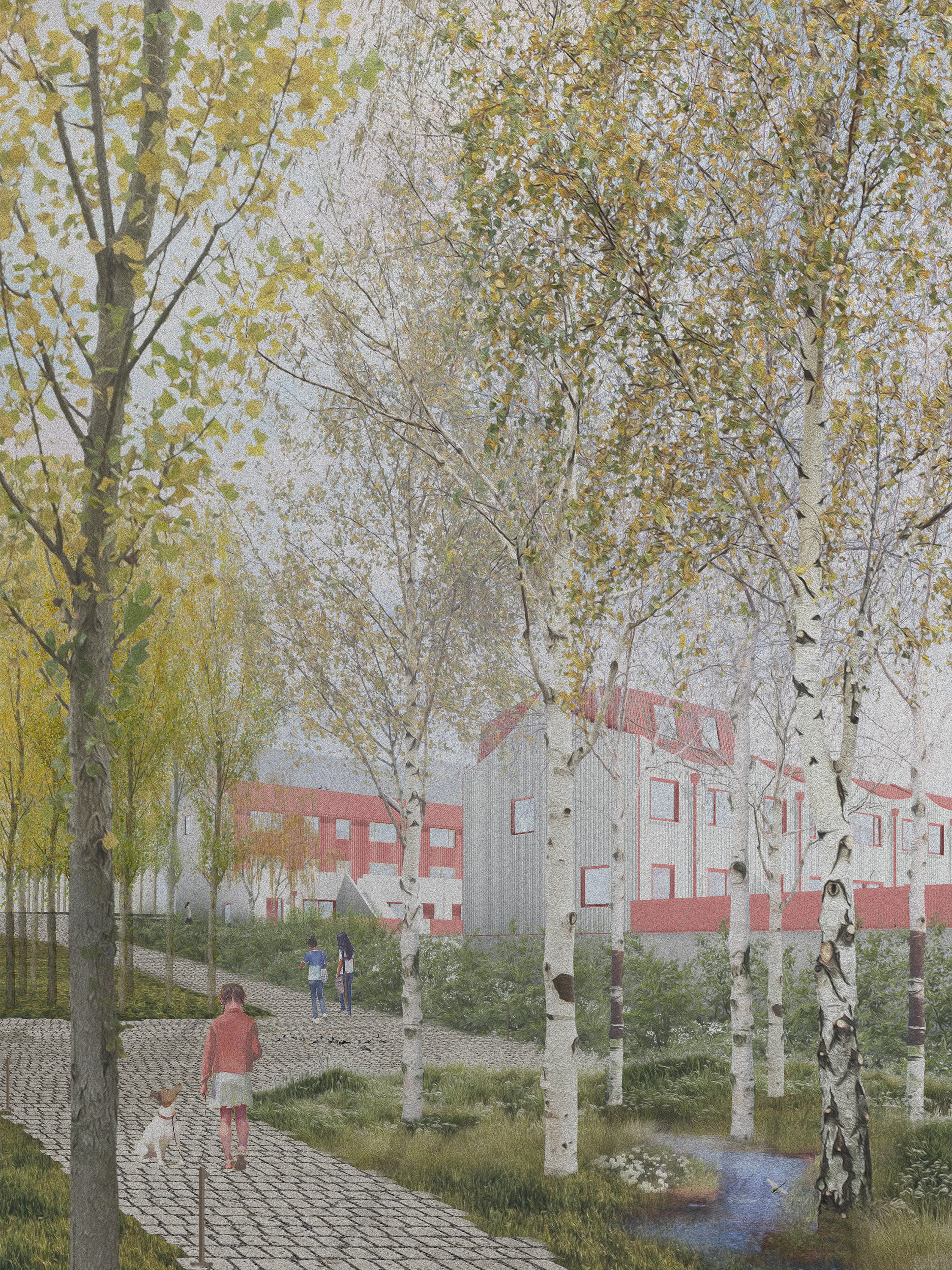 Architectural collage of a housing scheme in iceland by Studio Bua