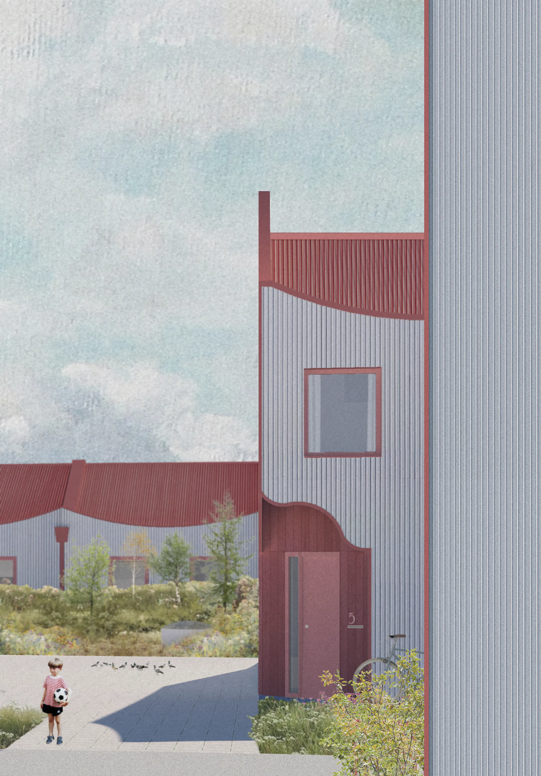 Architectural collage of a housing scheme in iceland by Studio Bua