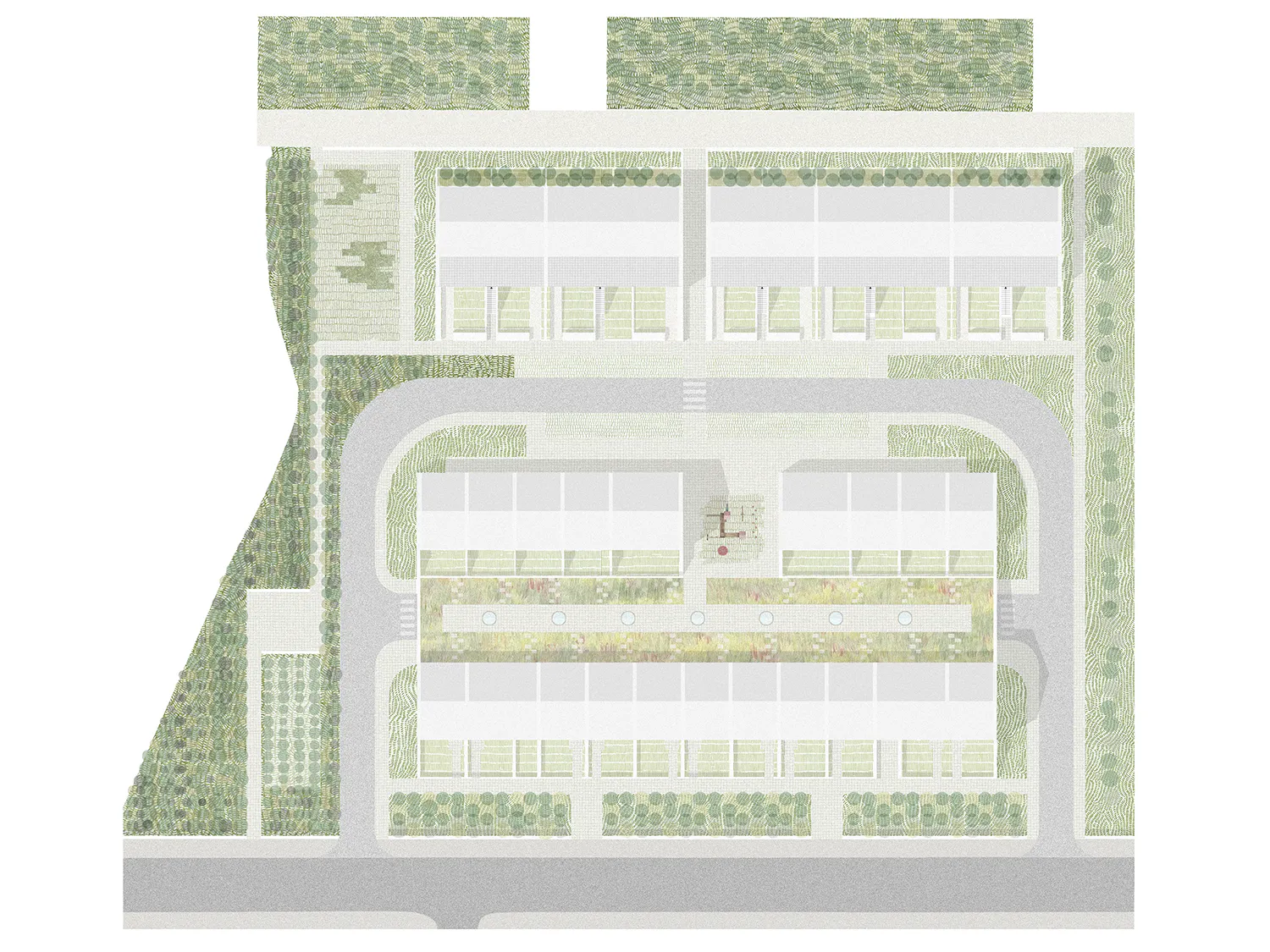 Rendered architectural plan of a housing scheme in iceland by Studio Bua.