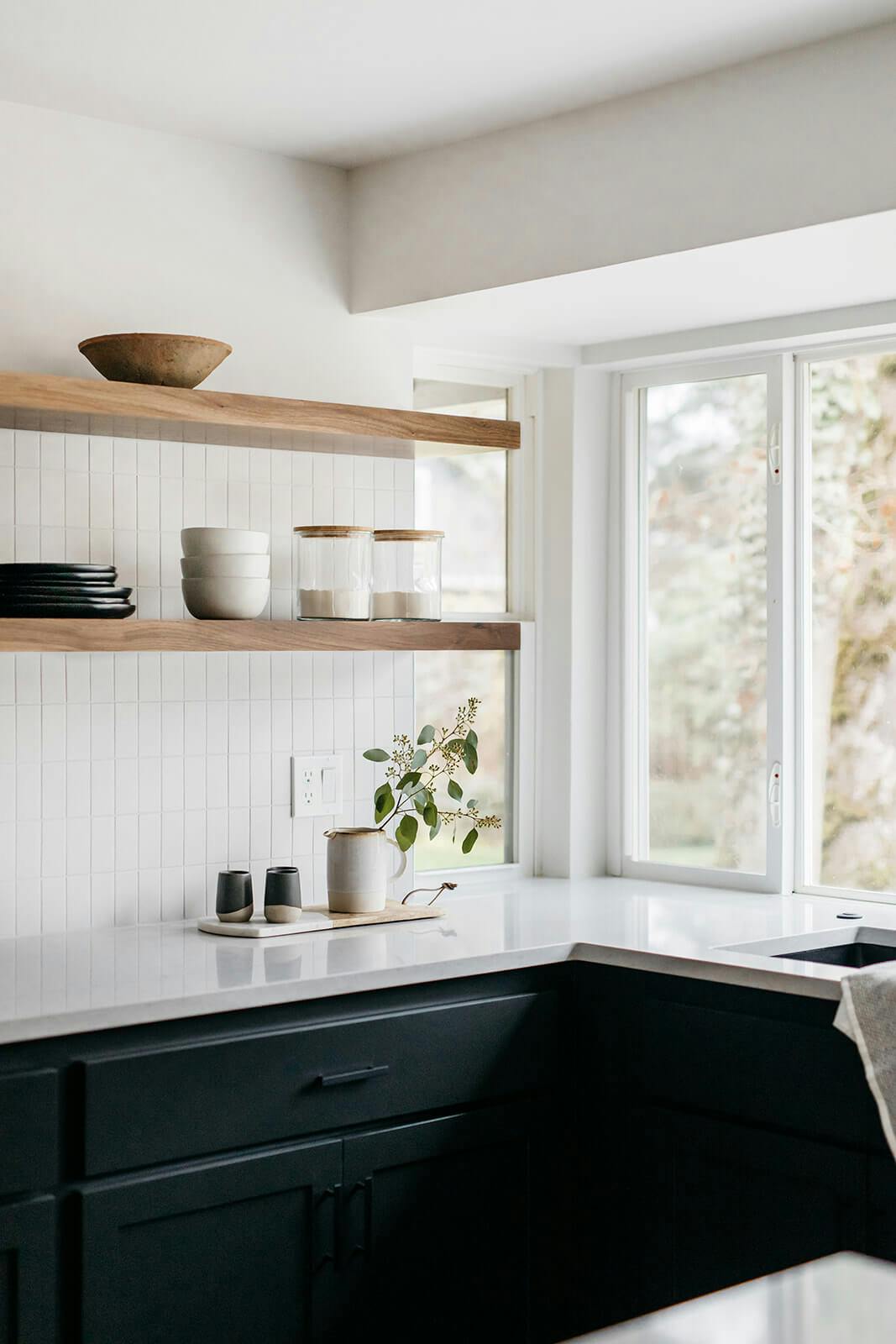 Kitchen window and shelves