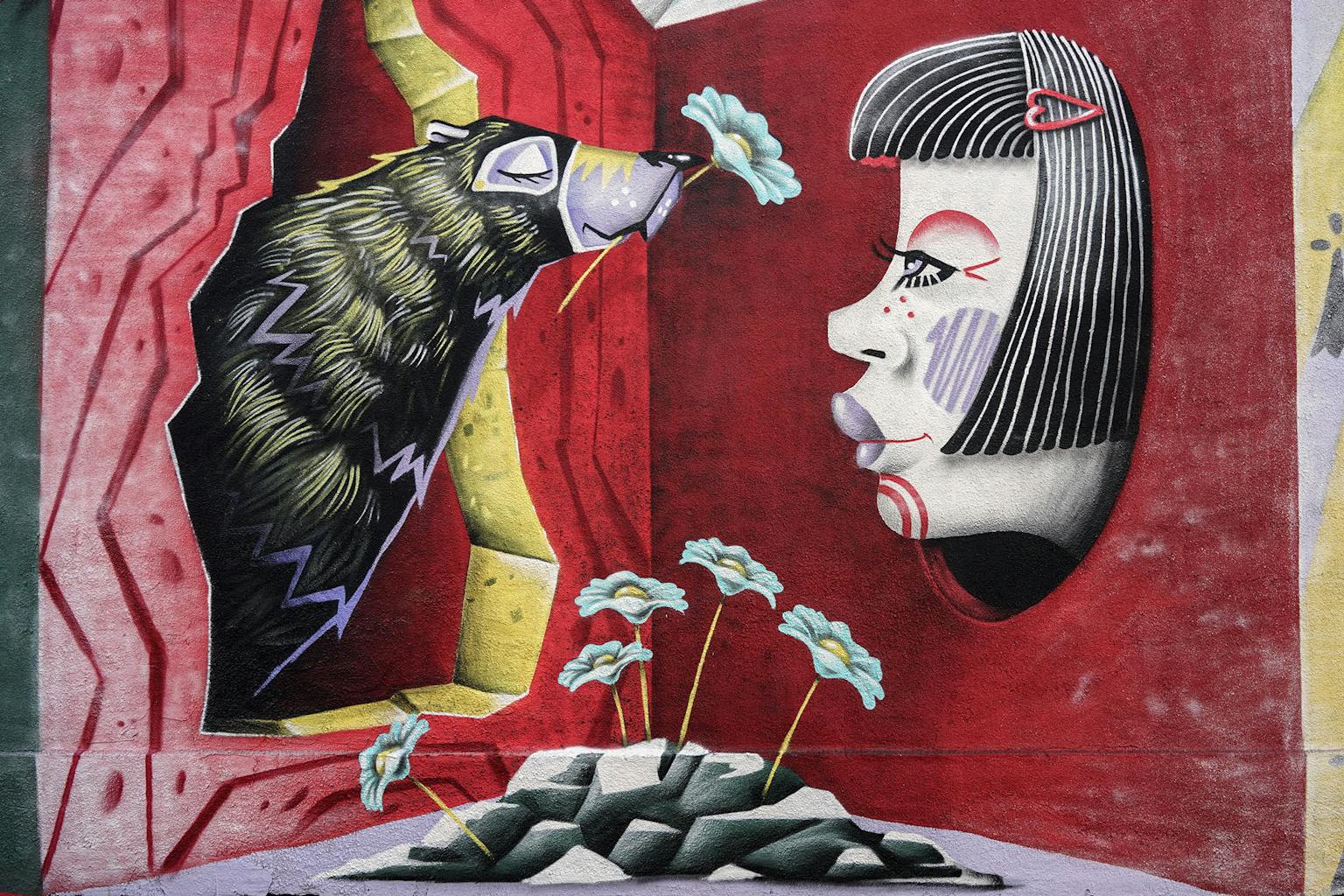 Illustration issue de la peinture murale collaborative du Studio Katra et de Kero Zen.