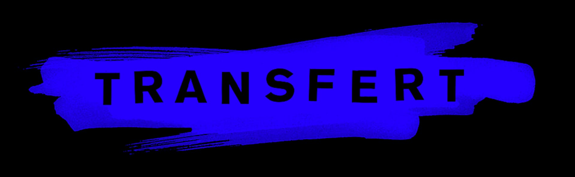 Logo sur fond bleu de la zone libre d'art de Transfert.